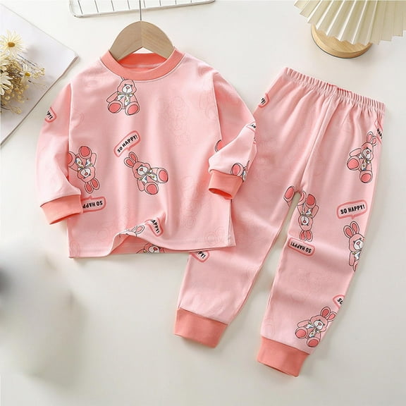 TAGOLD Kids Toddler Casual 2 Piece Outfits Set,Boys Girls Long Sleeve Winter Sets,Fashion Girls And Boys' Casual Long Sleeve Round Neck Collar Botton Printed Long Pants Sets,2 Years