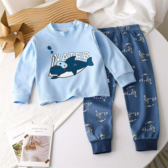 TAGOLD Kids Toddler Casual 2 Piece Outfits Set,Boys Girls Long Sleeve Winter Sets,Fashion Girls And Boys' Casual Long Sleeve Round Neck Collar Botton Printed Long Pants Sets,5 Years