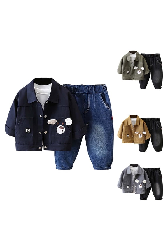 Kids Toddler Casual 2 Piece Outfits Set,Boys Girls Long Sleeve Winter Sets,Small And Medium-sized Boy Kids Long-sleeved Clothes Handsome Casual Style Three-piece Suit,6 Months