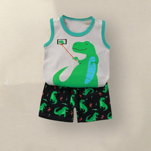 TAGOLD Kids Toddler Casual 2 Piece Outfits Set,Boys Girls Summer Sleeveless Tank Sets,Children's Sleeveless Round Neck Elastic Waist Shorts Casual Two-piece Set,3 Years