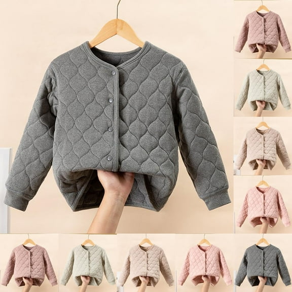 TAGOLD Kids Winter Coat Boys' Outerwear Jackets & Coats Textured Button Thickened Warm Long Sleeve Non-Hooded Casual Jacket for 4-16 Years