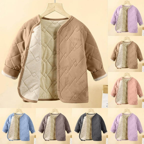 TAGOLD Kids Winter Coat Fleece Lined Thickened Warm Cardigan School Uniform Compatible Outerwear for Big Kids 4-16 Years Boys Girls Fall Winter