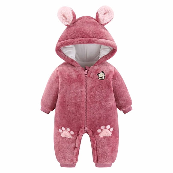 TAGOLD Kids Winter Jumpsuit Romper,Toddler Baby Boys Girls Color Cute Bear Ears Winter Thick Keep Warm Jumpsuit Romper
