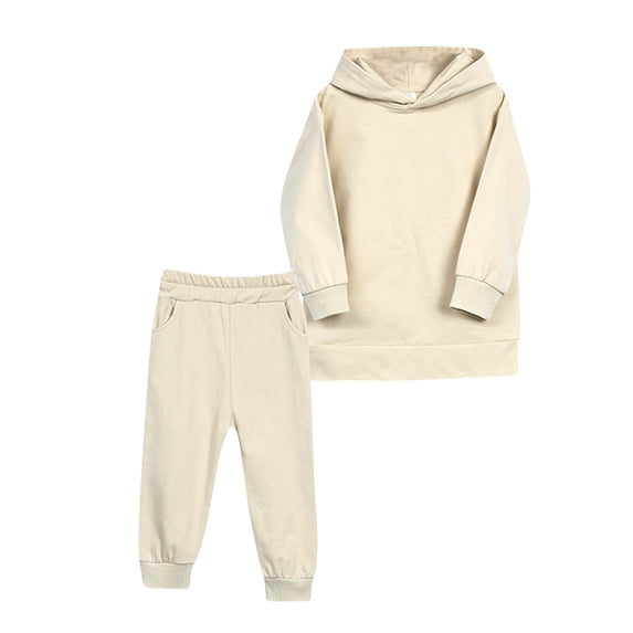 TAGOLD Kids Winter Outfit Sets,Fall Winter Hooded Set for Kids,Long Sleeved Hooded Top Set Children Top And Pants Two-piece Set Solid Color Girl Hoodie Set Long Sleeve Set