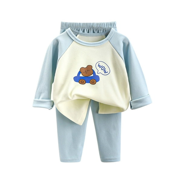 TAGOLD Kids Winter Outfit Sets,Fall Winter Hooded Set for Kids,Toddler Baby Kids Winter Boys Girls Solid Color Print Long Sleeved Thickening Home Wear Clothes Suit