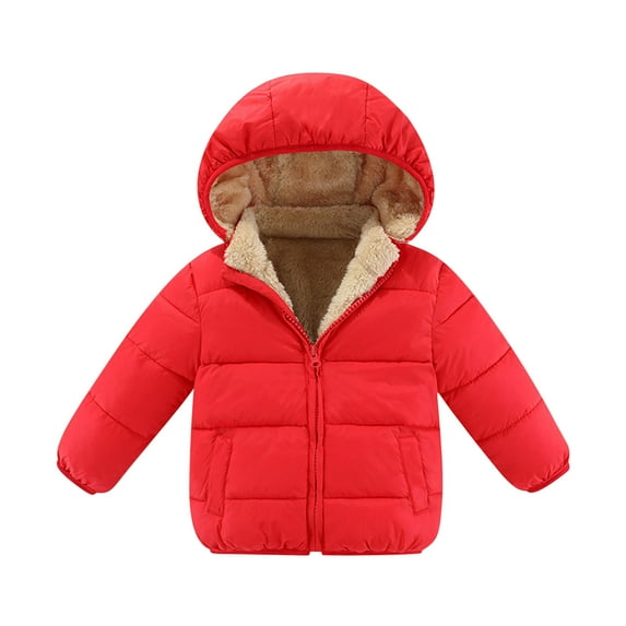 TAGOLD Winter Coats for kids,Kids Fall Winter Jacket Coats, Toddler Kids Boys Girls Cute Solid Color Plush Cute Winter Thick Casual Keep Warm Hooded Coat Jacket