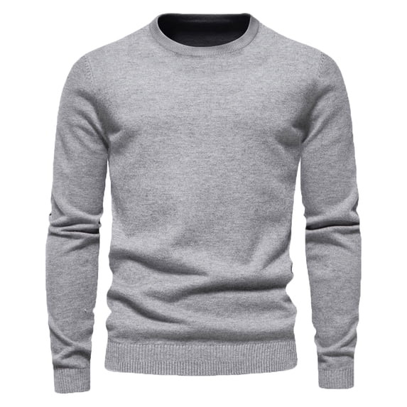 TAGOLD Men Fall Winter Sweater Tops,Men's Solid Color Round Neck Pullover Long Sleeved Loose Base Shirt Top Sweater