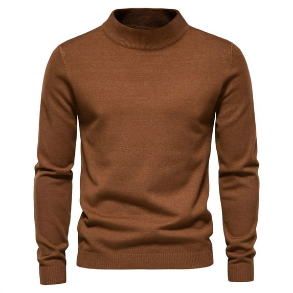 TAGOLD Men Fall Winter Sweater Tops,Men's Solid Color Stand Up Collar Pullover Long Sleeved Loose Base Shirt Top Sweater Stand-up Collar Sweater