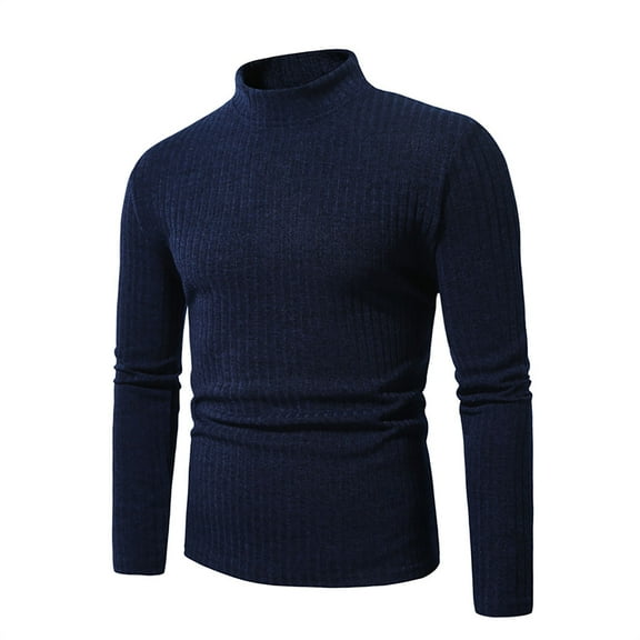 TAGOLD Men Fall Winter Sweater Tops,Men's Winter Casual Fashion Solid Color Design Long Sleeved High Round Neck Sweater