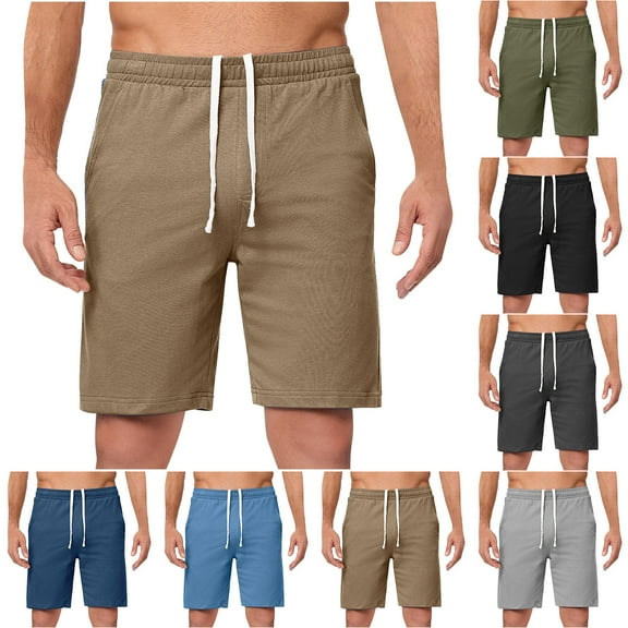 TAGOLD Mens Half Shorts Pants Lightweight Cool Drawstring Elastic Waist Beach Shorts