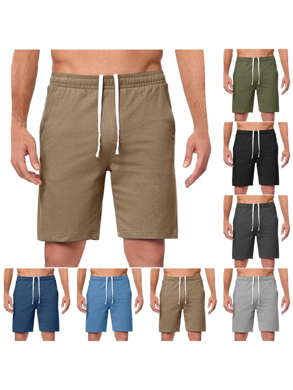 Mens Half Shorts Pants Lightweight Cool Drawstring Elastic Waist Beach Shorts