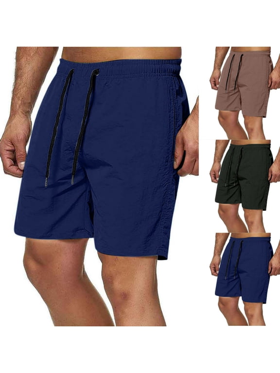 Mens Half Shorts Pants Solid Color Dry Versatile Beach Workout Training Casual Shorts