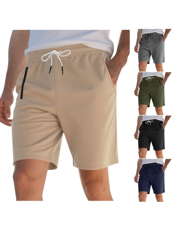 Mens Half Shorts Pants Solid Color Elastic Drawstring Waist Multi Pocket Stylish Workwear Summer Shorts