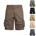 thumbnail image 1 of TAGOLD Mens Half Shorts Pants Solid Color Fashion Button Multi Pocket Summer Casual Shorts, 1 of 5