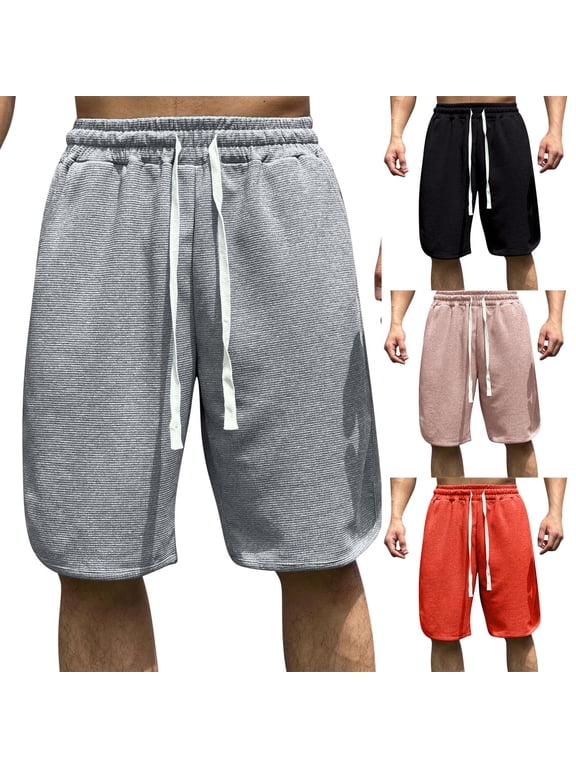 Mens Half Shorts Pants Solid Color Knit Lightweight Breathable Casual Summer Shorts