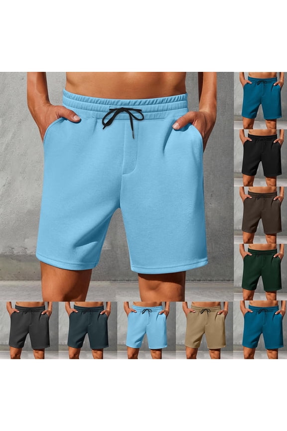 Mens Half Shorts Pants Solid Color Pocket Sweatpants Summer Casual Sports Daily Wear