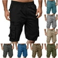 thumbnail image 1 of TAGOLD Mens Summer Cargo Shorts Solid Color Multi Pocket Drawstring Elastic Waist Sporty Workwear Casual Shorts, 1 of 4