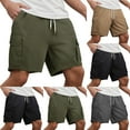 thumbnail image 1 of TAGOLD Mens Summer Cargo Shorts Solid Color Woven Mid Thigh Casual Summer Workwear Mens Shorts, 1 of 4