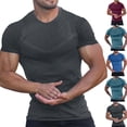 thumbnail image 1 of TAGOLD Mens Summer Short Sleeve Round-Neck Blouses & Shirts Solid Color Cationic Stand Collar Stretch Top, 1 of 5