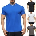 thumbnail image 1 of TAGOLD Mens Summer Short Sleeve Round-Neck Blouses & Shirts Solid Color Fitness Training Sports Top, 1 of 5