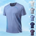 thumbnail image 1 of TAGOLD Mens Summer Short Sleeve Round-Neck Blouses & Shirts Solid Color Loose Running Fitness Top, 1 of 5