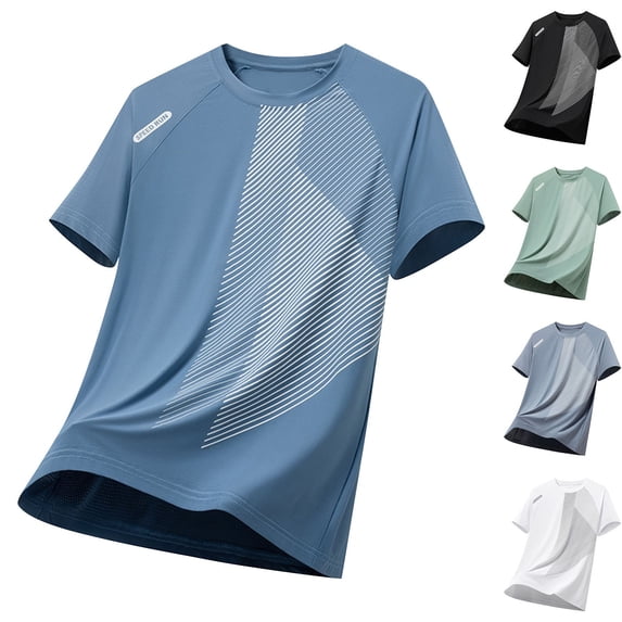 TAGOLD Mens Summer Short Sleeve Round-Neck Blouses & Shirts Solid Color Mesh Loose