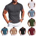 thumbnail image 1 of TAGOLD Mens Summer Short Sleeve Round-Neck Blouses & Shirts Solid Color Ribbed Panel Fitness Sports Top, 1 of 5