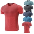 thumbnail image 1 of TAGOLD Mens Summer Short Sleeve Round-Neck Blouses & Shirts Solid Color Slim Outdoor Running Top, 1 of 4