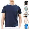 thumbnail image 1 of TAGOLD Mens Summer Short Sleeve Round-Neck Blouses & Shirts Solid Color Stretch Sports Casual Top, 1 of 5
