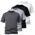 thumbnail image 1 of TAGOLD Mens Summer Short Sleeve Stand Collar Blouse & Shirt Solid Color Cowl Neck Loose Plus Size Top, 1 of 5