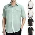 thumbnail image 1 of TAGOLD Mens Summer Short Sleeve Turndown collar Blouse & Shirt Solid Color Casual Top, 1 of 4