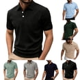 thumbnail image 1 of TAGOLD Mens Summer Short Sleeve Turndown collar Blouse & Shirt Solid Color Pocket Half Button Top, 1 of 4
