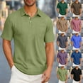 thumbnail image 1 of TAGOLD Mens Summer Short Sleeve Turndown collar Blouse & Shirt Solid Color Pocket Vintage Fitness Top, 1 of 5