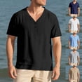 thumbnail image 1 of TAGOLD Mens Summer Short Sleeve V-Neck Blouses & Shirts Print Beach Shirt Top, 1 of 5