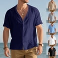 thumbnail image 1 of TAGOLD Mens Summer Short Sleeve V-Neck Blouses & Shirts Print Beach Shirt Top, 1 of 4