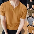 thumbnail image 1 of TAGOLD Mens Summer Short Sleeve V-Neck Blouses & Shirts Solid Color Fitness Sports Casual Top, 1 of 5