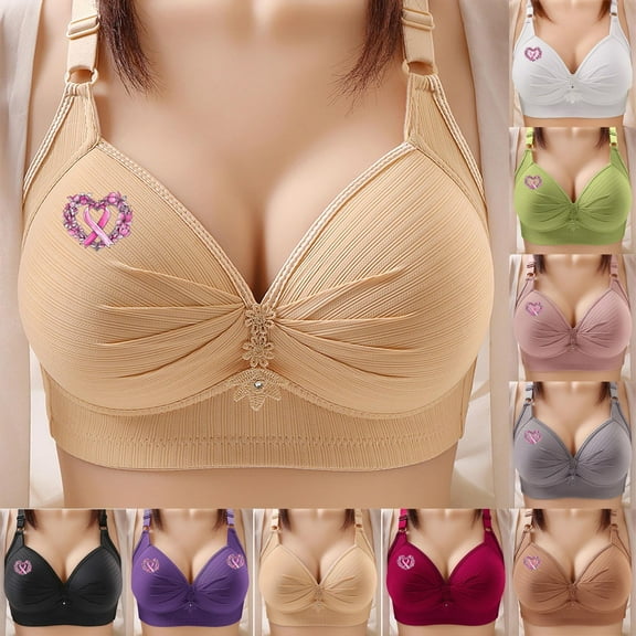 TAGOLD Womens Summer Bras,Plus Size Casual Bras for Woman's Printing Gathered Together Large Size Daily Bra Underwear No Rims