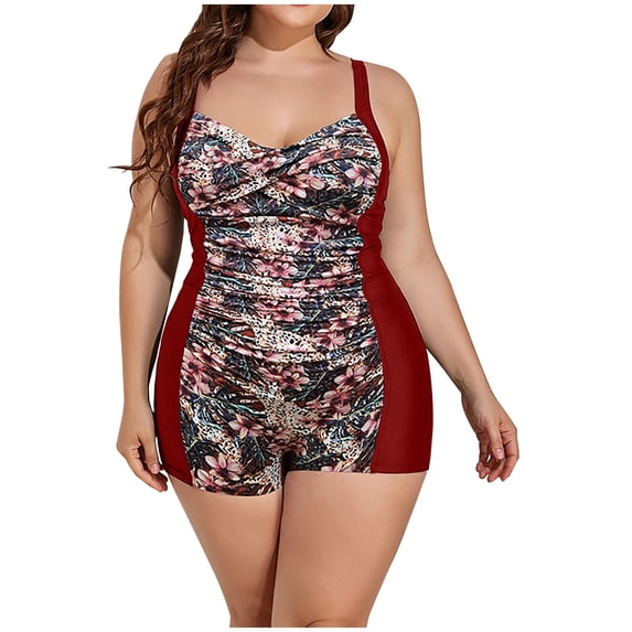 TAGOLD Plus Size Swimsuit for Women,Large Size Swimsuit Womens Fashionable And Sexy Printed One P Iece Swimsuit Dress Chest Pad No Steel Support Conservative One P Iece Swimsuit