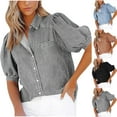 thumbnail image 1 of TAGOLD Summer Casual Tops,Plus Size T-shirt Blouse for Womens, Fashion Women Casual Collar Blouse Solid Elegant Loose T-Shirt Button Pockets,Collar Blouse & Shirt, 1 of 5