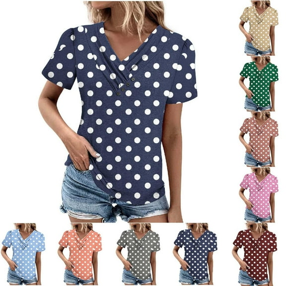 TAGOLD Summer Casual Tops,Plus Size T-shirt Blouse for Womens, Women's V-Neck Fashionable Casual Short Sleeved Spring/summer,Short Sleeve V-Neck Blouses & Shirts