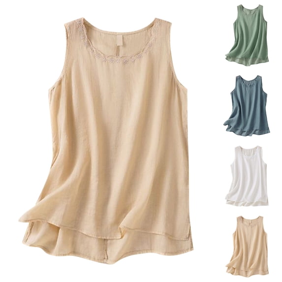 TAGOLD Summer Casual Tops,Plus Size T-shirt Blouse for Womens, Ladies' Summer And Sleeveless Solid Color Casual T-shirt V-neck Strap,V-Neck Camisoles