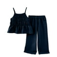 thumbnail image 1 of TAGOLD Summer Outfit Sets for Kids Clothes,Girls Outfit Sets,Children's Solid Color Sleeveless Camisole Top Elastic Waist Wide Leg Pants Two Piece Set, 1 of 3