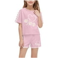 thumbnail image 1 of TAGOLD Summer Outfit Sets for Kids Clothes,Girls Outfit Sets,Fashion Boy And Girls' Casual Short Sleeve Round Neck Collar Botton Printed Short Pants Sets, 1 of 5