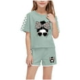 thumbnail image 1 of TAGOLD Summer Outfit Sets for Kids Clothes,Girls Outfit Sets,Fashion Boy And Girls' Casual Short Sleeve Round Neck Collar Botton Printed Short Pants Sets, 1 of 5