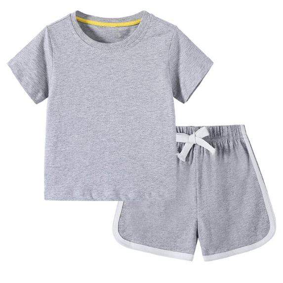 TAGOLD Summer Outfit Sets for Kids Clothes,Girls Outfit Sets,Toddler Kids Boys Girls Fashion Cute Solid Color Soft Short Sleeve Top Shorts Home Wear Suit