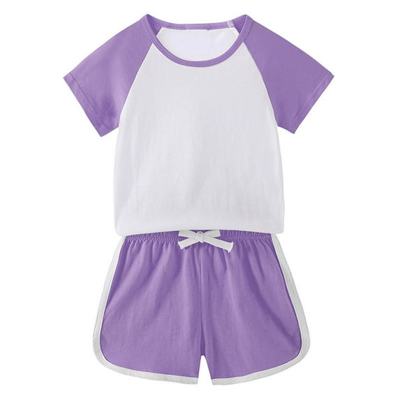TAGOLD Summer Outfit Sets for Kids Clothes,Girls Outfit Sets,Toddler Kids Boys Girls Fashion Cute Solid Color Soft Short Sleeve Top Shorts Home Wear Suit