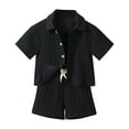 thumbnail image 1 of TAGOLD Summer Outfit Sets for Kids Clothes,Boys Outfit Sets,Children's Solid Color Collar Short Sleeve Button Top Elastic Waist Shorts Two Piece Set, 1 of 5