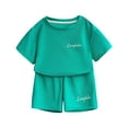 thumbnail image 1 of TAGOLD Summer Outfit Sets for Kids Clothes,Girls Outfit Sets,Children's Round Neck Short Sleeved Shirt Elastic Waistband Pants Casual Sports Suit, 1 of 3