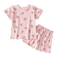 thumbnail image 1 of TAGOLD Summer Outfit Sets for Kids Clothes,Girls Outfit Sets,Children's Round Neck Short Sleeved Top Elastic Waist Shorts Casual Home Suit Set, 1 of 3