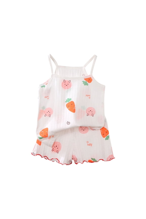 Summer Outfit Sets for Kids Clothes,Girls Outfit Sets,Children's Summer Cotton Printed Tank Top And Shorts Two-piece Set